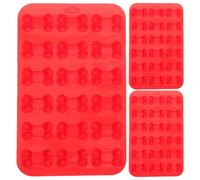 HINTRMENT Moldes de Silicona para Hornear Forma de Hueso, 3 Piezas Rojas, Resistentes a Horno y Congelador, Ideales para Pasteles, Gelatinas, Helados y Golosinas para Perros