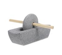 HINTRMENT Molino de Piedra Tradicional para Cocina y Hogar, Molinillo Manual de Piedra y Madera, Triturador de Especias y Molinillo de Medicamentos Auténtico