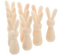 HINTRMENT Muñequitos de Madera en Forma de Conejo sin Terminar para Pintar, 10 Piezas, Diseño Simple, Color Beige, Ideales para Manualidades y Decoración DIY