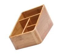 HINTRMENT Organizador de Almacenamiento de Maquillaje Creativo de Bambú Diseño de Esquinas Redondeadas y Proceso de Carbonización para Escritorio Ordenado