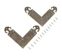 HINTRMENT Protectores de Esquinas Refuerzo y Decoración de Latón Dorado 2 Piezas en Forma de L para Muebles Retro para Cajas y Mesas en Manualidades