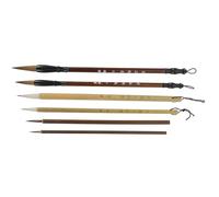 HINTRMENT Set de 6 Pinceles Chinos para Caligrafía Punta Fina, Madera y Nylon, Fácil de Almacenar y Buena Absorción de Tinta para Escritura y Dibujo Artístico