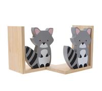 HINTRMENT Sujetalibros de Madera Diseño Creativo de Mapache para Libros y Archivos, Protección de Escritorio Adecuado para Aula o Librería, 1 Par