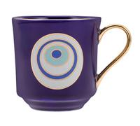 HINTRMENT Taza de Cerámica Turca Pintada a Mano Diseño Ojo de Fátima, Color Azul Real, Capacidad Media para Café Expreso, Leche o Té, Taza Artesanal para Bebidas Calientes y Frías