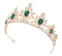 HINTRMENT Tiaras para Novia Verde de Aleación con Gemas de Imitación, Tiara Retro Clásica para Mujer, Accesorio para Peinado de Boda y Eventos Obsequios