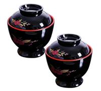 Hintyne 2 tazones para sopa de miso 2 tazones japoneses de plástico con tapa utensilios de cocina coreanos de 9, 4 x 9, 4 cm