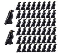 Hintyne 50 Cuervos Negros Minifiguras de Resina realistas de Cuervos de 1, 5x2, 5 cm misteriosos Animales de Halloween para decoración de Fiestas.