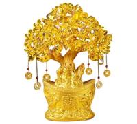 Hintyne Árbol del Dinero Planta China del Dinero con Cristal la Fortuna Decoración Feng Shui Dorada para Manifestar y Atraer Riqueza Prosperidad y Éxito Planta Árbol con Todas Las Cosas Buenas