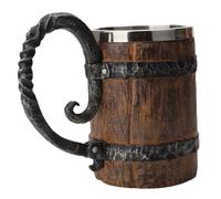Hintyne Jarra de cerveza de 550 ml con revestimiento y asa de acero inoxidable taza de madera para hombre ideal para el Día del Padre Navidad y cumpleaños.