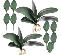 HinyoCo Rama De Hojas Verdes De Orquídea Artificial Phalaenopsis Hojas De Orquídeas Verdes Decoración De bonsái De Jardín (11)