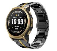 HinZann 20mm Correa para Amazfit Cheetah 2 Pro/Active 3 Premium/Active 2 Square/Active 2 / Active, Metal Acero Inoxidable, Metálica Pulsera de Reloj para Amazfit T-Rex 3 Pro 44mm - Negro Oro
