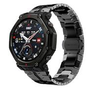 HinZann 22mm Correa para Amazfit Balance Ultra/3/2 / Cheetah 2 Ultra/Active Max/T-Rex 3 Pro 48mm, Metal Acero Inoxidable, Metálica Pulsera de Reloj para Amazfit Bip Max/6/5/5 Unity - Negro