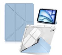HinZann Funda para 11 Pulgadas iPad Air M3/M2 2025/2024 / iPad Air 5/4 Generación 2022/2020 10,9 Pulgadas con Soporte, Cuero de PU + Funda Protección Transparente, Auto-Reposo/Activación - Azul