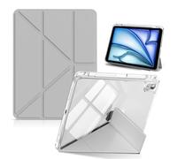 HinZann Funda para 11 Pulgadas iPad Air M3/M2 2025/2024 / iPad Air 5/4 Generación 2022/2020 10,9 Pulgadas con Soporte, Cuero de PU + Funda Protección Transparente, Auto-Reposo/Activación - Gris