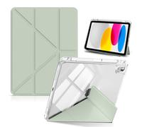 HinZann Funda para iPad (A16) 11 Generación 2025 11 Pulgadas/iPad 10 Generación 2022 10,9 Pulgadas con Soporte, Cuero de PU + Funda Protección Transparente Trasera, Auto-Reposo/Activación - Verde