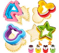 HINZER 8 cortadores de sándwich, oso ratón, unicornio, forma de estrella, cortadores de sándwiches para almuerzo de niños, desoxidador de pan, cortadores de frutas, molde de galletas para niños y