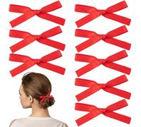 HINZIC 10 mini pinzas para el pelo con moño rojo, lazos de coqueta, pasadores a presión, para Halloween, Navidad, San Valentín, boda, graduación, accesorios para el cabello para mujeres y adolescentes