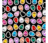 HINZIC 10 piezas de diamantes de imitación para coser en forma de lágrima de cristal colorido de diamantes de imitación de metal con parte trasera plana, adornos de manualidades, gemas para disfraces,