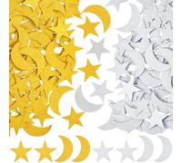 HINZIC 100 calcomanías de espuma con purpurina y estrella, luna y luna autoadhesivas, decoración brillante, suministros de decoración para álbumes de recortes, manualidades, tarjetas de felicitación
