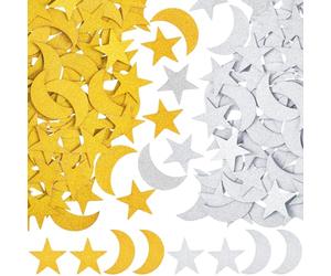 HINZIC 100 calcomanías de espuma con purpurina y estrella, luna y luna autoadhesivas, decoración brillante, suministros de decoración para álbumes de recortes, manualidades, tarjetas de felicitación