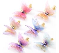 HINZIC 12 pinzas para el pelo de mariposa, coloridas y pequeñas pinzas de pelo de hilo de mariposa, metal dorado, lindas pinzas para el pelo, regalo para mujeres (rosa)