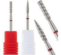 HINZIC 2 brocas para cutículas de 3/32 pulgadas, plateadas, profesionales, de seguridad, para manicura, limpiador de uñas, removedor de cutículas, suministros de preparación de uñas, herramienta para