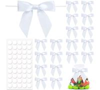 HINZIC 20 lazos blancos para envolver regalos, decoración de lazo prefabricado de 3.5 pulgadas, lazo de satén pequeño para Navidad, fiesta de cumpleaños, caramelos, galletas, bolsas de golosinas,