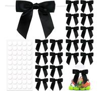 HINZIC 20 lazos de lazo para envolver, decoración de lazo prefabricado, lazo pequeño de satén para Navidad, fiesta de cumpleaños, caramelos, galletas, bolsas de golosinas, decoración, color negro