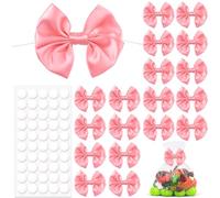 HINZIC 20 lazos de lazo prefabricados, lazo pequeño de satén para envolver Navidad, fiesta de cumpleaños, caramelos, galletas, bolsas de golosinas, decoración - rosa oscuro