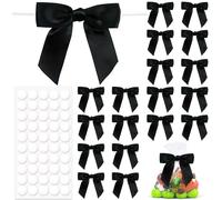 HINZIC 20 lazos negros para envolver regalos, decoración de lazo prefabricado de 3.5 pulgadas, lazo de satén pequeño para Navidad, fiesta de cumpleaños, caramelos, galletas, bolsas de golosinas,