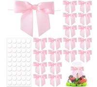 HINZIC 20 lazos rosados, decoración de lazo prefabricado, lazo pequeño de satén para envolver Navidad, fiesta de cumpleaños, caramelos, galletas, bolsas de golosinas, decoración, estilo A