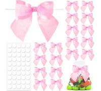 HINZIC 20 lazos rosados, decoración de lazo prefabricado, lazo pequeño de satén para envolver Navidad, fiesta de cumpleaños, caramelos, galletas, bolsas de golosinas, decoración, estilo B