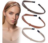 HINZIC 3 diademas de cuero para mujer, diadema fina anudada, lindas diademas de moda, accesorios para el cabello de niñas y mujeres