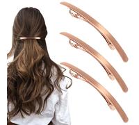 HINZIC 3 pinzas para el pelo de color oro rosa para mujer, pasadores de metal de superficie lisa de 4 pulgadas, cierres franceses, pinzas de resorte, horquillas para novia, horquillas de boda para