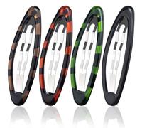 HINZIC 4 pinzas ovaladas de 0.8 pulgadas para el pelo de tortuga grandes, antideslizantes, estilo vintage, marrón, negro, verde, rojo, boda, fiesta, accesorios para el cabello para mujeres y niñas,