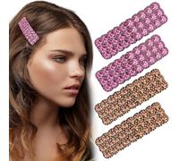 HINZIC 4 pinzas para el pelo con diamantes de imitación brillantes, rectangulares, pasadores coreanos, accesorios para el cabello para fiestas, bodas, uso diario, niñas, decoración para el cabello,