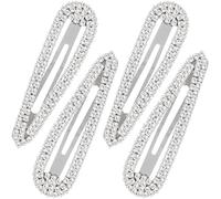 HINZIC 4 pinzas para el pelo con diamantes de imitación de 2.4 pulgadas, plateadas, para boda, graduación, compromiso, baile, fiesta, accesorios decorativos para el cabello para mujeres, adolescentes