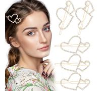 HINZIC 5 horquillas para el pelo con diamantes de imitación de corazón hueco estilo bohemio con cristales brillantes, accesorios decorativos para mujeres y niñas, novia, fiesta, graduación, San