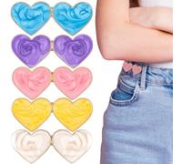 HINZIC 5 piezas de ajuste de cintura para pantalón, botones de mezclilla desmontables en forma de corazón, sin costuras y sin herramientas, pasadores de botón ajustables instantáneos para jeans