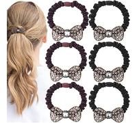 HINZIC 6 lazos coreanos para el pelo con diamantes de imitación, lazo de cristal, coleteros para el pelo, bandas elásticas para el pelo, pulsera vintage para mujeres y niñas, accesorio para el cabello