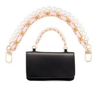 HINZIC Cadena de bolso de perlas rosas, extensor de abalorios de bolso, correa de hombro de metal con asa corta, accesorios de repuesto para mujer