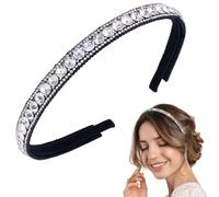 HINZIC Diademas antideslizantes con diamantes de imitación para mujer, bandas de pelo de cristal brillante para boda nupcial, clips de peinado con diamantes brillantes para niñas, color blanco