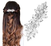HINZIC Horquillas para el pelo con diamantes de imitación para bodas, horquillas francesas de cristal brillante, accesorios de compromiso para mujeres y niñas, para novia, pelo largo y grueso