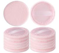 HINZIC Paquete de 12 esponjas de polvo redondas de 60 mm para aplicadores de maquillaje de base, de algodón suave, agradable a la piel, esponjas de terciopelo para cosméticos en crema, color rosa