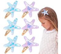 HINZIC Paquete de 12 pinzas para el pelo de sirena para niñas, lentejuelas brillantes, pasadores de pelo de estrella de mar, tocados de cocodrilo para Halloween, fiesta, drama, espectáculo, cosplay,