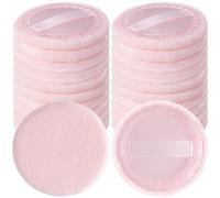 HINZIC Paquete de 25 esponjas de polvo redondas de 2.36 pulgadas para aplicadores de maquillaje de base, de algodón suave y agradable a la piel, almohadillas de terciopelo para crema y cosméticos,