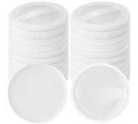 HINZIC Paquete de 25 esponjas de polvo redondas de 60 mm para aplicadores de maquillaje de base, de algodón suave, agradable a la piel, esponjas de terciopelo para cosméticos en crema, color blanco