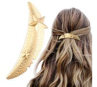 HINZIC Pasador de pelo de estrella de 3.3 pulgadas, pinza para el pelo de luna dorada, horquilla francesa grande de metal, accesorios para el cabello largo y grueso para mujer