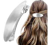 HINZIC Pasador de pelo ovalado de 7,62 cm de largo y grueso, de metal, vintage, plateado, francés, para boda, graduación, formal, accesorios para el cabello para mujeres