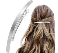 HINZIC Pasador de pelo plateado de 10 cm, clip grande de metal para boda, graduación, accesorios para el cabello largo y grueso